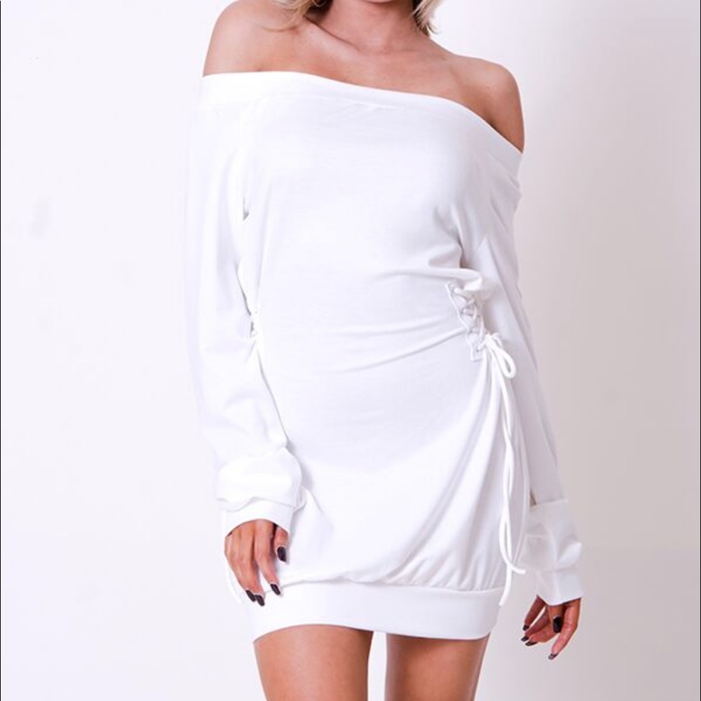 The Off Shoulder Dress- white